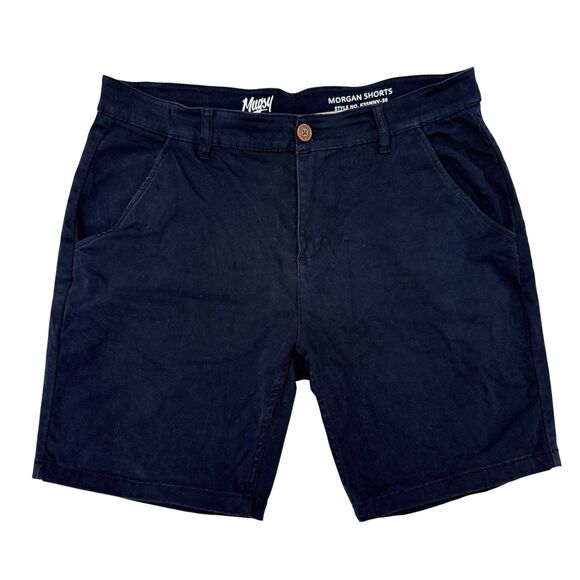 Mugsy Shorts Mens Size 36 Navy Blue Morgan 9” Inseam Stretch Chino Casual - Picture 1 of 12